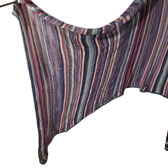 Billabong Knit Cardigan Sweater Women's M Open-Front Shark-Tooth Striped Beach - Picture 4 of 9